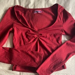 Edikted dark red cropped long sleeve